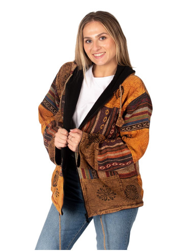 Chaqueta patchwork con forro polar | Kimago