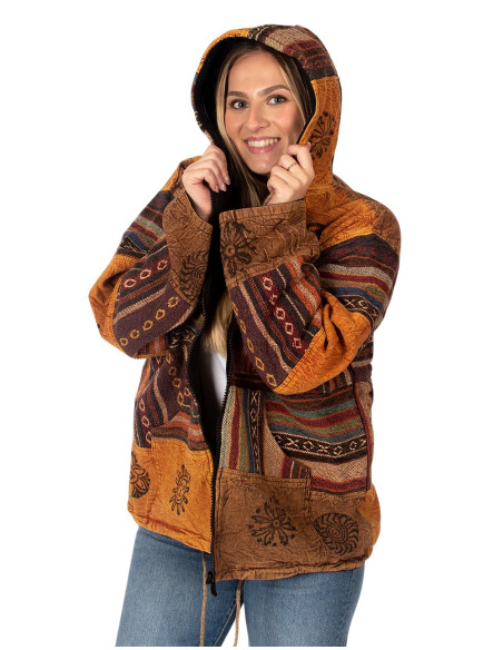 Patchwork jacket with fleece lining | Kimago