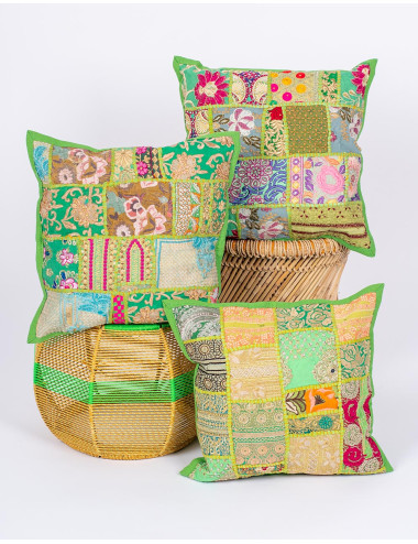 Handmade green cushion cover 40x40 | Kimago