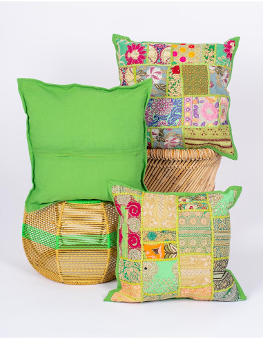 Handmade green cushion cover 40x40 | Kimago