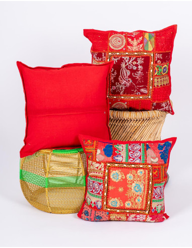 Handmade red cushion cover 40x40 | Kimago