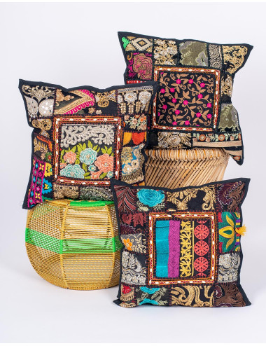 Handmade black cushion cover 40x40 | Kimago