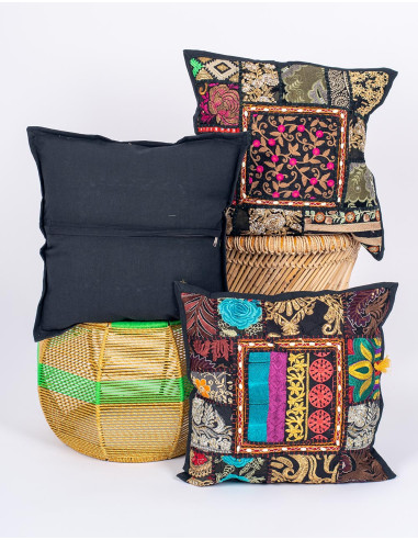 Handmade black cushion cover 40x40 | Kimago