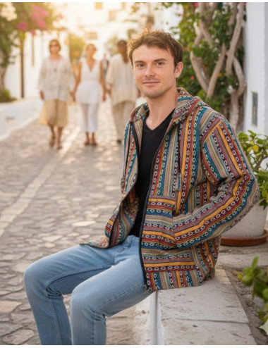 Handmade cotton hippie jacket in a boho style | Kimago