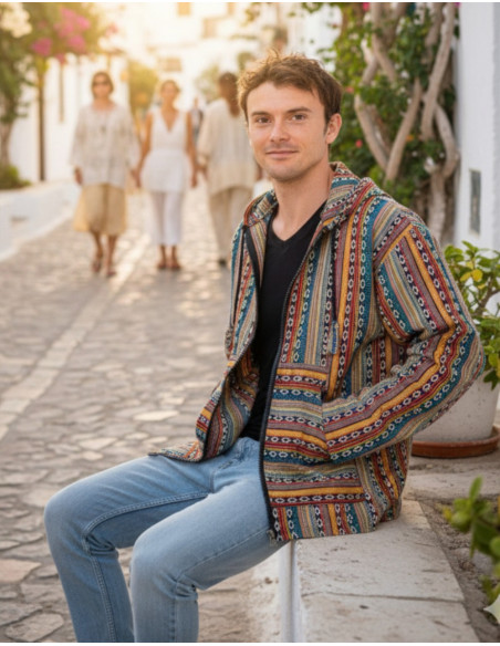 Handmade cotton hippie jacket in a boho style | Kimago