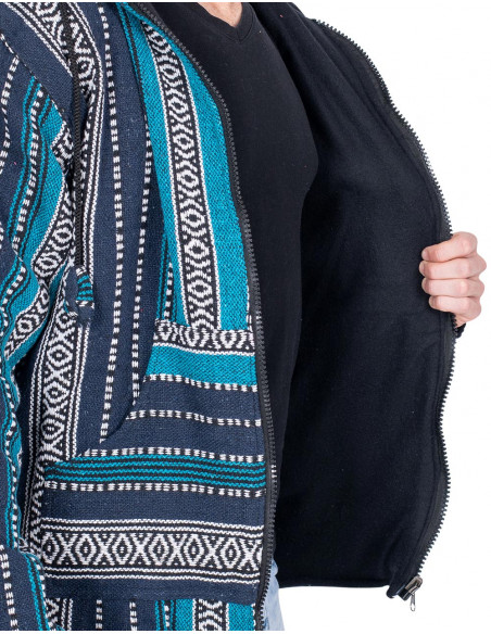 Ethnic hippie jacket with handmade fleece lining | Kimago
