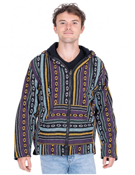 Ethnic hippie jacket with handmade fleece lining | Kimago