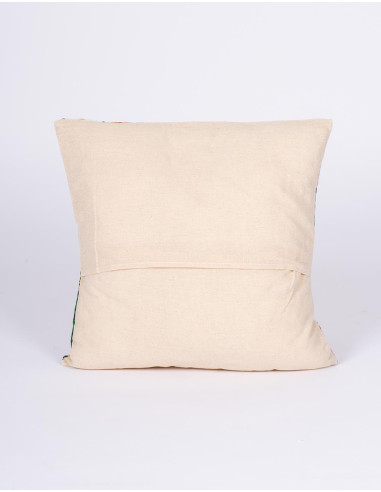 Handmade white cushion cover with printed flowers