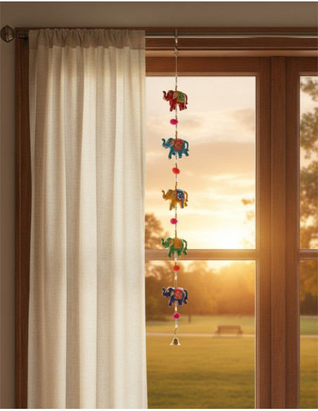 Ethnic pendant with decorative elephants