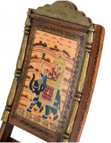 original-pintura-silla-madera-hindu-rajasthan-jaipur-frente
