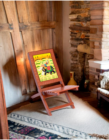 Indian handcrafted folding wooden chair