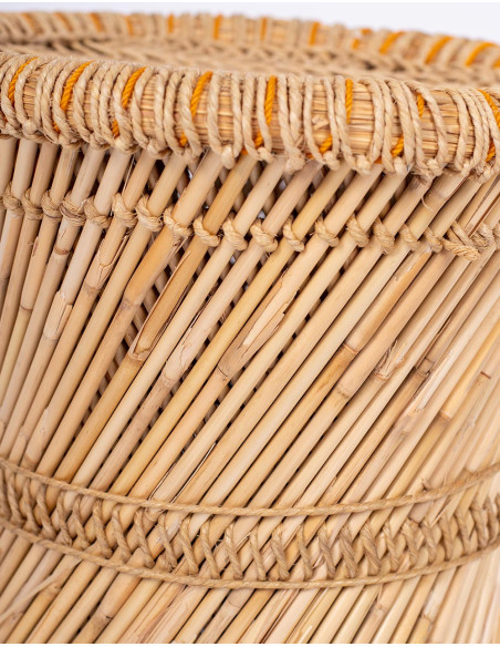 Handmade bamboo stool with woven seat