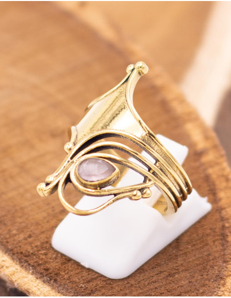 anillo-dorado-plateado-piedra-natural-boho