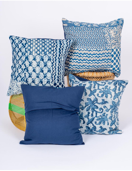 Ethnic blue and light blue cushion cover 40x40