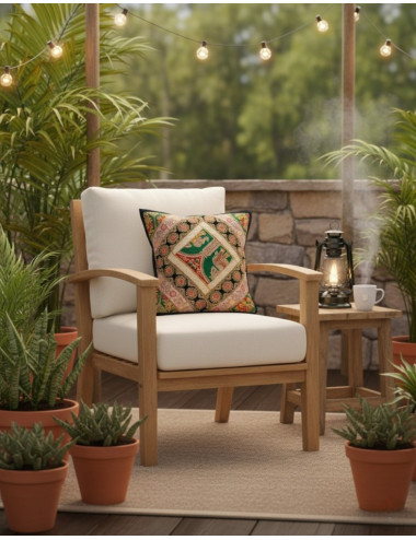 Black embroidered cushion cover