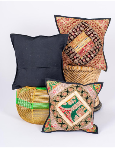 Black embroidered cushion cover