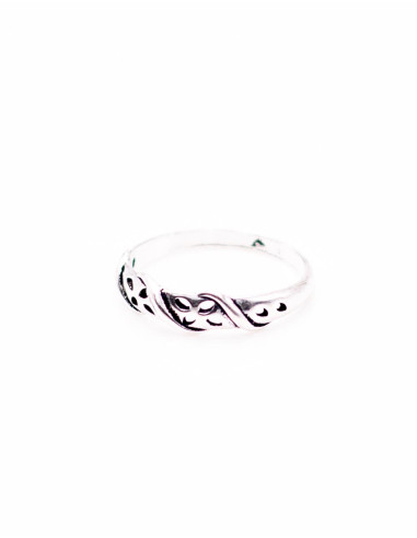 Silver openwork petal ring