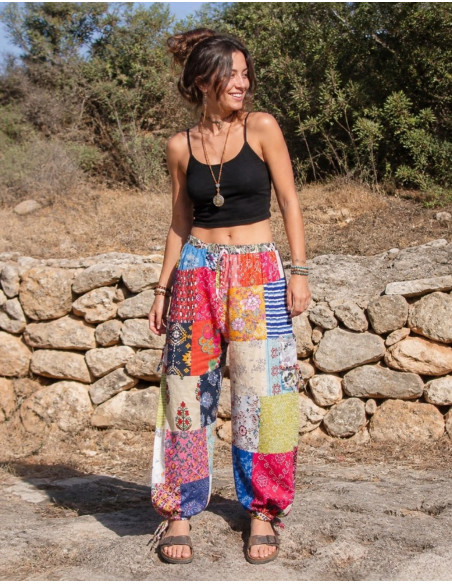 Cotton patchwork trousers