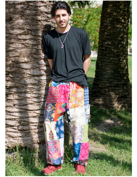 Cotton patchwork trousers