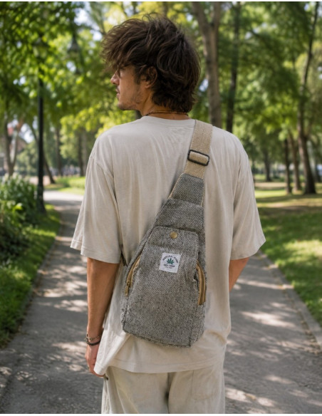 Triangular hemp backpack