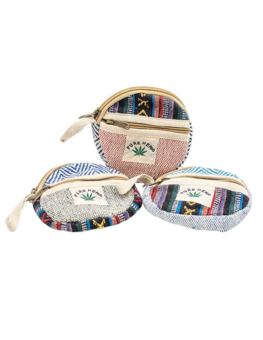 Handmade Hemp Round Coin Purse with Pocket |...