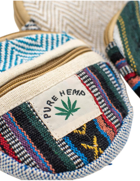 Handmade Hemp Round Coin Purse with Pocket | Kimago