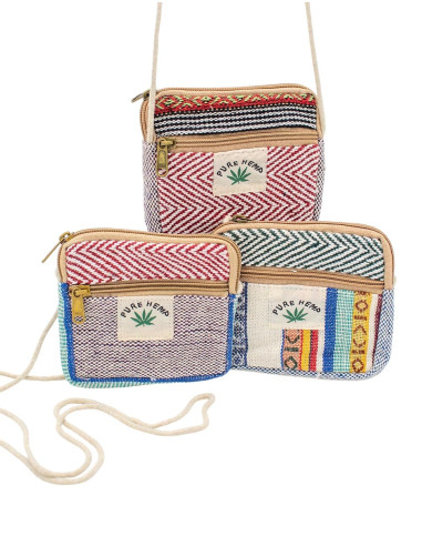 Square Hemp Crossbody Bag with Ethnic Prints |...