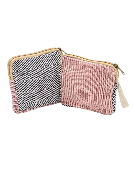 Unisex Square Hemp Coin Purse with Ethnic Prints | Kimago