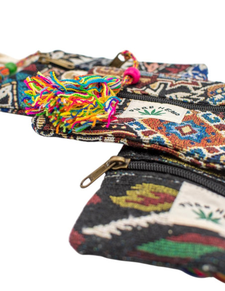 Unisex Hemp Purse 15x11 cm with Colorful Pompom | Kimago
