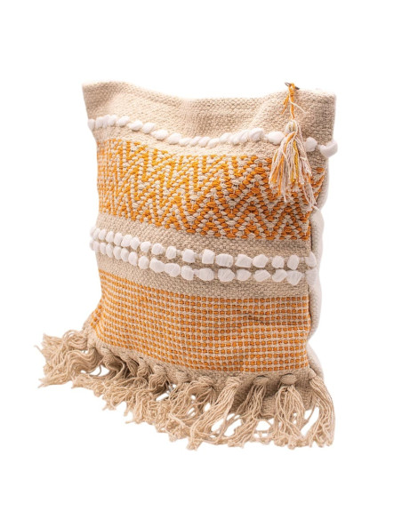 Large Boho Indian Handcrafted Bag with Fringe and Pom-Poms | Kimago