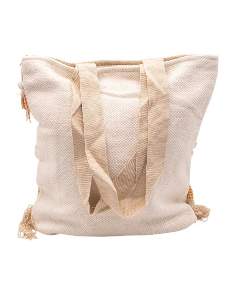 Large Boho Indian Handcrafted Bag with Fringe and Pom-Poms | Kimago