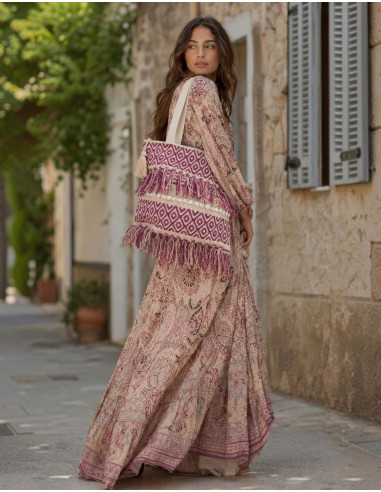 Large Boho Indian Handcrafted Bag with Fringe...