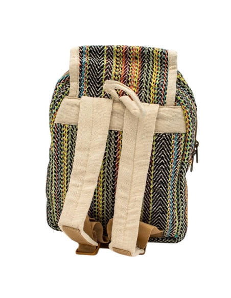 Handmade Hemp Backpack with Flap and Clip