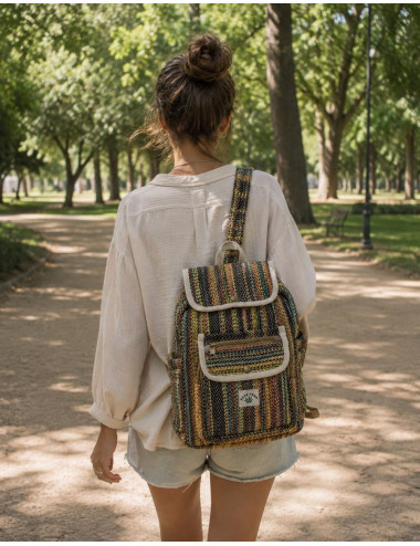 Medium Handmade Hemp Backpack with Pockets