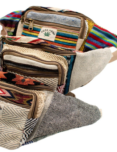BRÑ0012 - Handmade hemp fanny pack with colorful fabrics