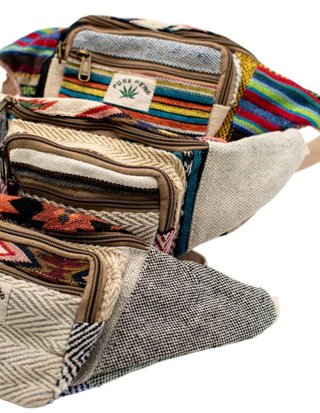 BRÑ0012 - Handmade hemp fanny pack with colorful fabrics