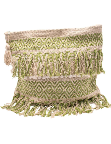 Light Green Boho Bag with Fringe and Handmade Details
