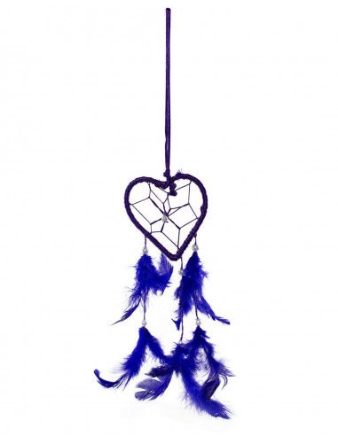 Atrapa-sueños-plumas-corazón-azul