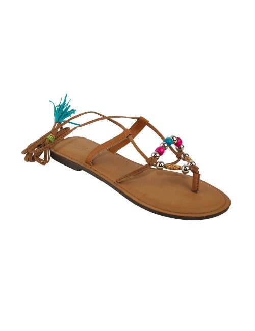 Sandalia hippie griega con bolas